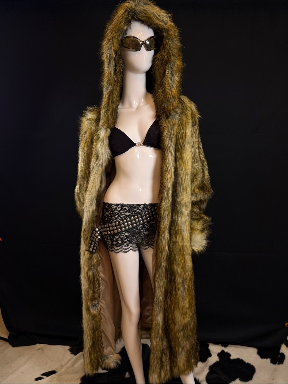 Faux fur over sized coat